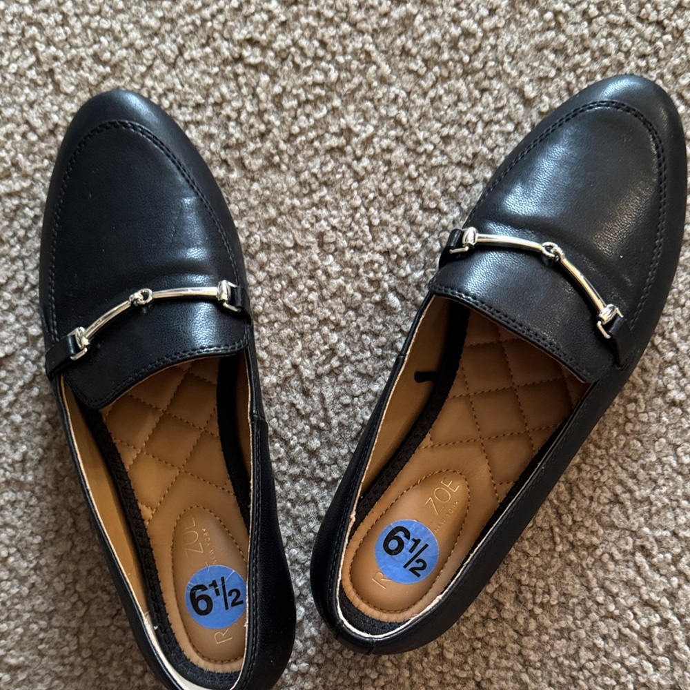 Rachel Zoe Black Leather Slip-On Loafers
